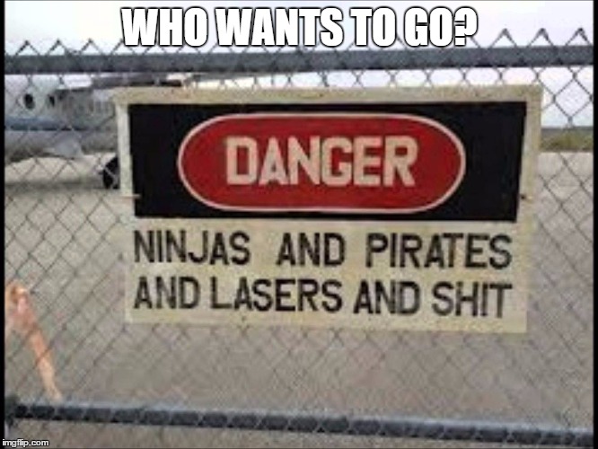 I'm Going | WHO WANTS TO GO? | image tagged in ninjas,pirates,lasers,shit | made w/ Imgflip meme maker