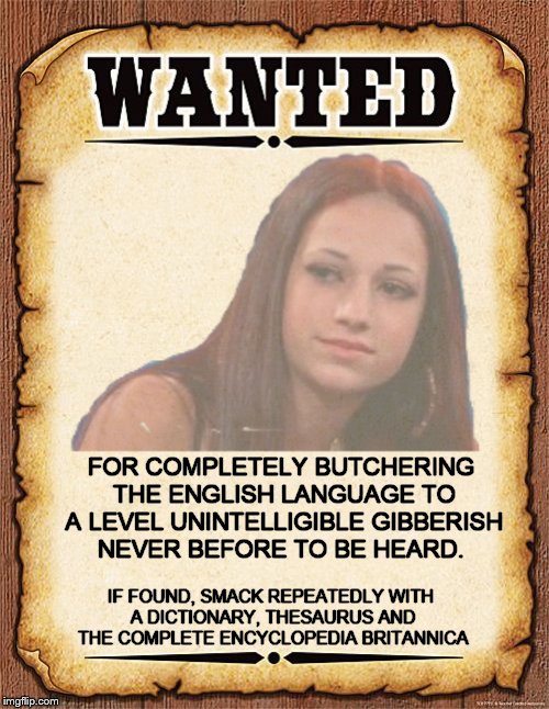 Why, just why? | FOR COMPLETELY BUTCHERING THE ENGLISH LANGUAGE TO A LEVEL UNINTELLIGIBLE GIBBERISH NEVER BEFORE TO BE HEARD. IF FOUND, SMACK REPEATEDLY WITH A DICTIONARY, THESAURUS AND THE COMPLETE ENCYCLOPEDIA BRITANNICA | image tagged in how bow dah,memes,wanted,unwanted | made w/ Imgflip meme maker