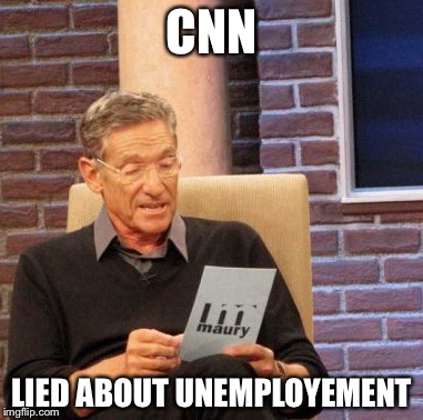 Maury Lie Detector | CNN; LIED ABOUT UNEMPLOYEMENT | image tagged in memes,maury lie detector | made w/ Imgflip meme maker