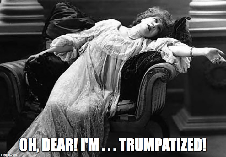 OH, DEAR! I'M . . . TRUMPATIZED! | image tagged in woman fainted,trump,political meme | made w/ Imgflip meme maker