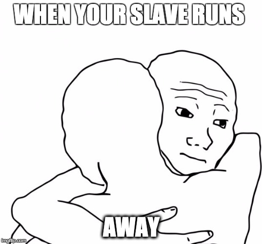I Know That Feel Bro | WHEN YOUR SLAVE RUNS; AWAY | image tagged in memes,i know that feel bro | made w/ Imgflip meme maker
