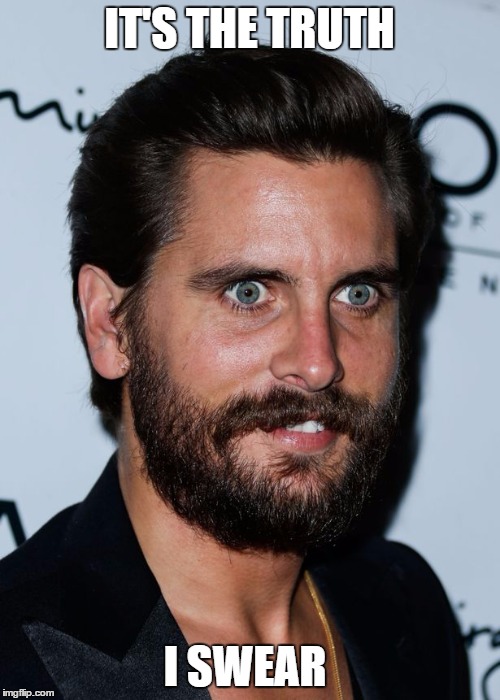 IT'S THE TRUTH I SWEAR | image tagged in scott disick issues | made w/ Imgflip meme maker