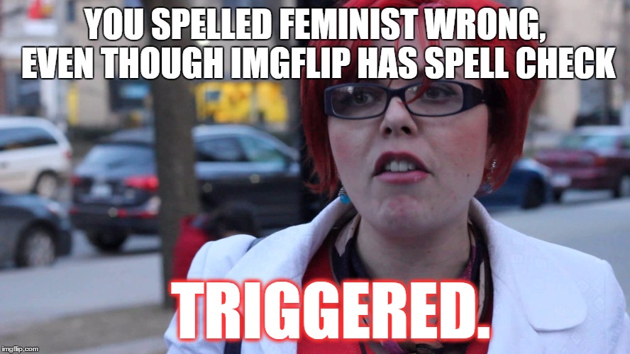 YOU SPELLED FEMINIST WRONG, EVEN THOUGH IMGFLIP HAS SPELL CHECK TRIGGERED. | made w/ Imgflip meme maker