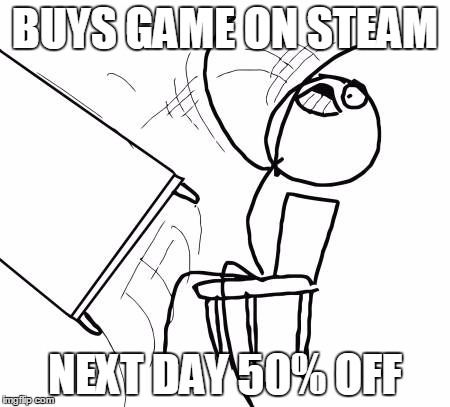 Table Flip Guy | BUYS GAME ON STEAM; NEXT DAY 50% OFF | image tagged in memes,table flip guy | made w/ Imgflip meme maker