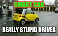 SMART CAR; REALLY STUPID DRIVER | image tagged in smart car | made w/ Imgflip meme maker