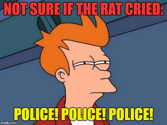 Futurama Fry Meme | NOT SURE IF THE RAT CRIED: POLICE! POLICE! POLICE! | image tagged in memes,futurama fry | made w/ Imgflip meme maker