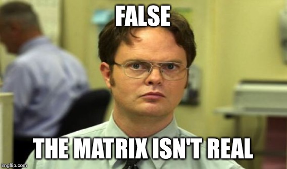 FALSE THE MATRIX ISN'T REAL | made w/ Imgflip meme maker