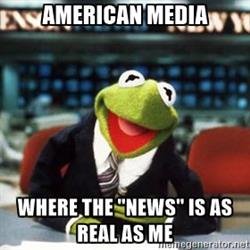 "news" Kermit | image tagged in funny memes,fake news | made w/ Imgflip meme maker