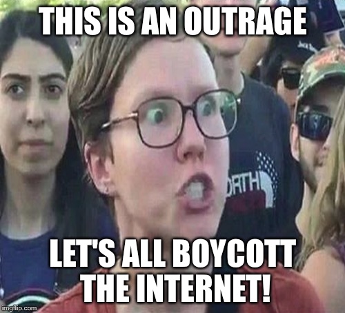 THIS IS AN OUTRAGE LET'S ALL BOYCOTT THE INTERNET! | made w/ Imgflip meme maker