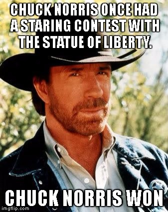 Chuck Norris | CHUCK NORRIS ONCE HAD A STARING CONTEST WITH THE STATUE OF LIBERTY. CHUCK NORRIS WON | image tagged in memes,chuck norris | made w/ Imgflip meme maker