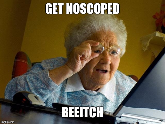 GET NOSCOPED BEEITCH | image tagged in memes,grandma finds the internet | made w/ Imgflip meme maker