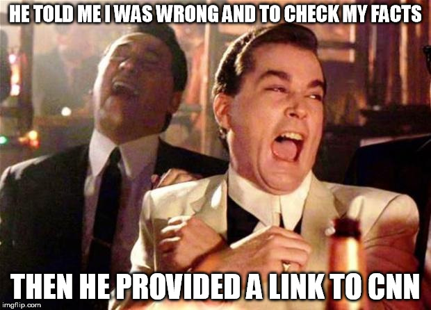 Goodfellas  | HE TOLD ME I WAS WRONG AND TO CHECK MY FACTS; THEN HE PROVIDED A LINK TO CNN | image tagged in goodfellas | made w/ Imgflip meme maker