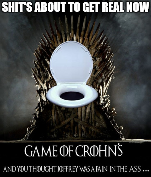 Fans  don't want to see the show go in the toilet | SHIT'S ABOUT TO GET REAL NOW | image tagged in game of thrones,memes,bad pun,crohns disease | made w/ Imgflip meme maker