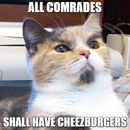 ALL COMRADES SHALL HAVE CHEEZBURGERS | made w/ Imgflip meme maker