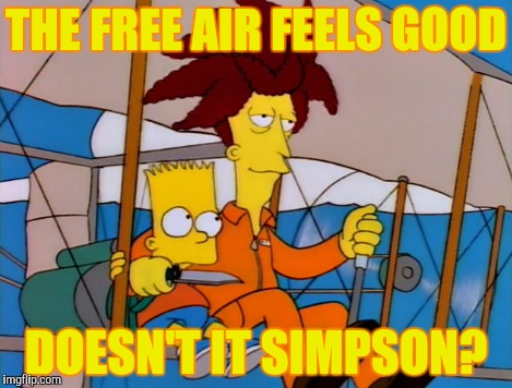 THE FREE AIR FEELS GOOD DOESN'T IT SIMPSON? | made w/ Imgflip meme maker