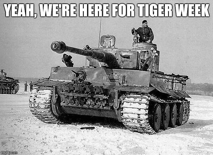 Only those who know WW2 weaponry will get this one lol | YEAH, WE'RE HERE FOR TIGER WEEK | image tagged in jbmemegeek,tiger week,tiger tank,ww2,nazis | made w/ Imgflip meme maker
