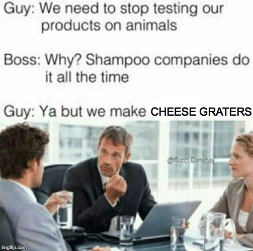 Stop Animal Testing | CHEESE GRATERS | image tagged in testing,animals,funny meme | made w/ Imgflip meme maker