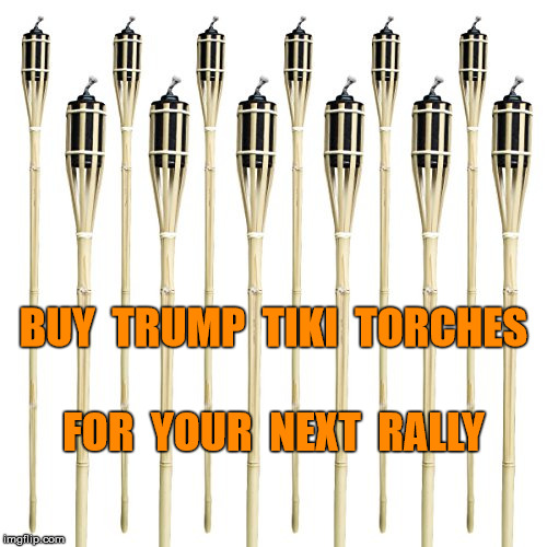 Alt Light | BUY  TRUMP  TIKI  TORCHES; FOR  YOUR  NEXT  RALLY | image tagged in donald trump,nazis,kkk,politics,memes,funny memes | made w/ Imgflip meme maker