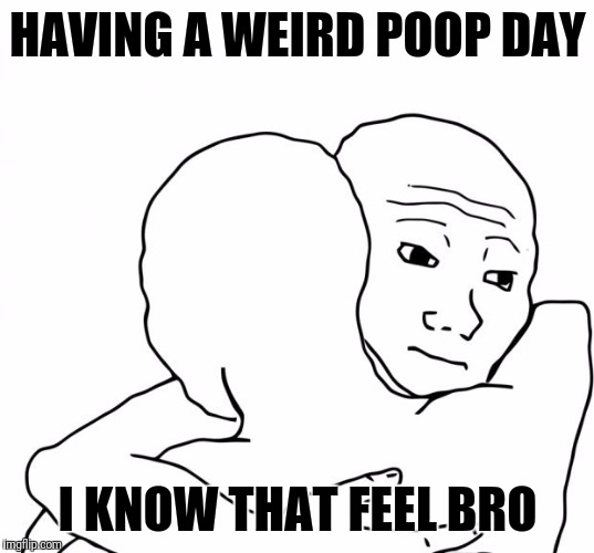 I Know That Feel Bro | HAVING A WEIRD POOP DAY; I KNOW THAT FEEL BRO | image tagged in memes,i know that feel bro | made w/ Imgflip meme maker