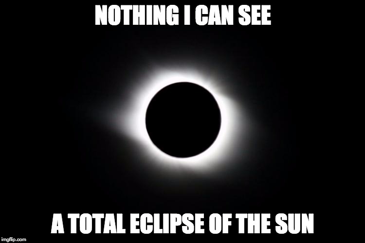 Bonnie Tyler's newest hit! | NOTHING I CAN SEE; A TOTAL ECLIPSE OF THE SUN | image tagged in memes,puns,solar eclipse,bonnie tyler | made w/ Imgflip meme maker