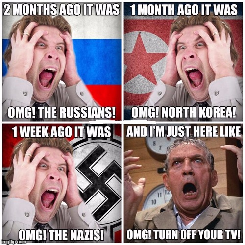 TV will make you schizophrenic at best or give you brain cancer at worst. Turn it off and be happy.   | image tagged in russians,north korea,nazis,schizo,television,programming | made w/ Imgflip meme maker
