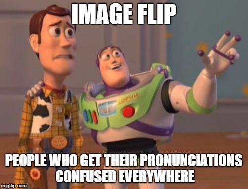 X, Y Everywhere | IMAGE FLIP; PEOPLE WHO GET THEIR PRONUNCIATIONS CONFUSED EVERYWHERE | image tagged in memes,x x everywhere,dank memes,meanwhile on imgflip,funny,pronunciation | made w/ Imgflip meme maker