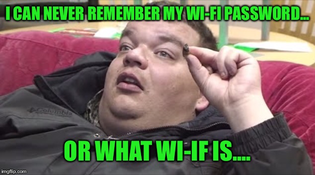 I CAN NEVER REMEMBER MY WI-FI PASSWORD... OR WHAT WI-IF IS.... | made w/ Imgflip meme maker