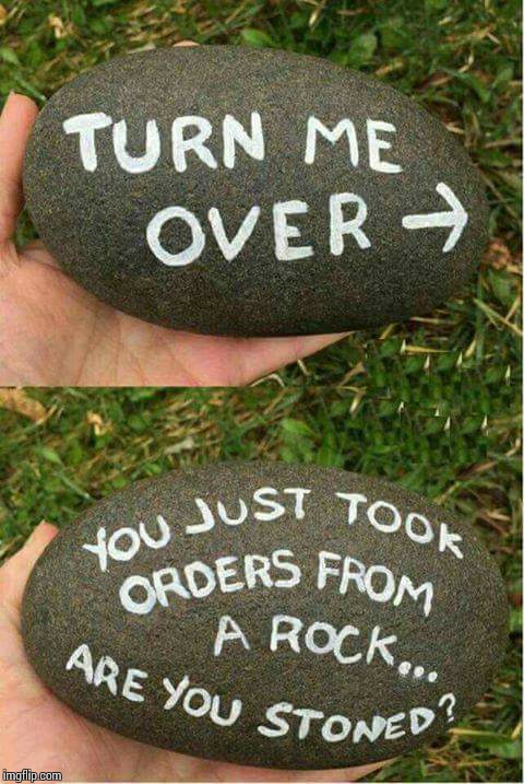 You just took orders from a rock!! | image tagged in sir_unknown,rock,dank memes,funny,high | made w/ Imgflip meme maker