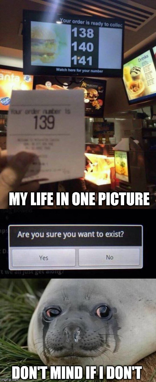 Are you sure? | MY LIFE IN ONE PICTURE; DON'T MIND IF I DON'T | image tagged in life,existence,meme,funny as hell | made w/ Imgflip meme maker