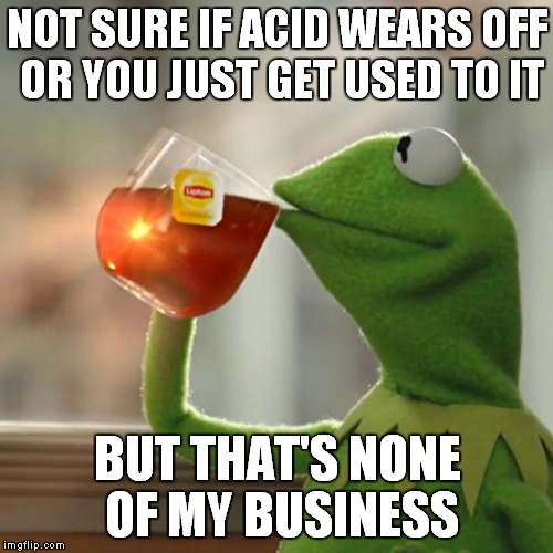 But That's None Of My Business Meme | NOT SURE IF ACID WEARS OFF OR YOU JUST GET USED TO IT BUT THAT'S NONE OF MY BUSINESS | image tagged in memes,but thats none of my business,kermit the frog | made w/ Imgflip meme maker