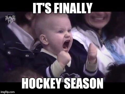 Hockey baby | IT'S FINALLY; HOCKEY SEASON | image tagged in hockey baby | made w/ Imgflip meme maker