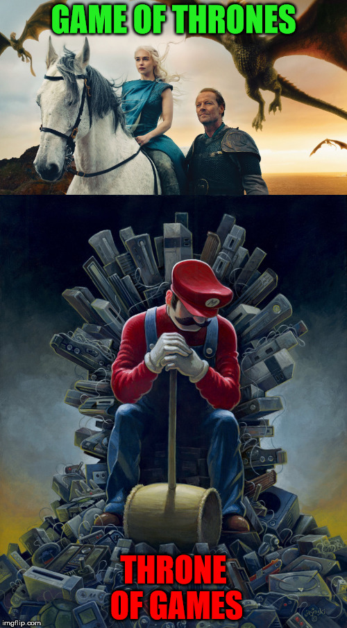 Image credit: https://jasinski.deviantart.com/art/Throne-of-Games-334143949 | GAME OF THRONES; THRONE OF GAMES | image tagged in memes,game of thrones,throne of games,mario,video games,deviantart | made w/ Imgflip meme maker