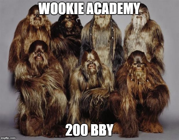 This was the Wookie Academy 200 years before the Battle of Yavin | WOOKIE ACADEMY; 200 BBY | image tagged in memes,academy awards,battle of yavin,wookies star wars forest world problems | made w/ Imgflip meme maker