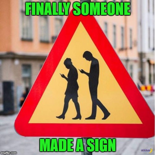 You knew it was gonna happen sooner or later! | FINALLY SOMEONE; MADE A SIGN | image tagged in funny signs,memes,people on cell phone crossing,funny,signs,zombies | made w/ Imgflip meme maker