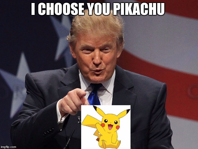 Donald Trump  | I CHOOSE YOU PIKACHU | image tagged in donald trump | made w/ Imgflip meme maker