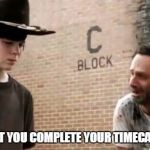 Walking dead Carl | WHY WONT YOU COMPLETE YOUR TIMECARD CARL? | image tagged in walking dead carl | made w/ Imgflip meme maker