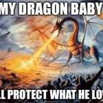Dragon | MY DRAGON BABY; WILL PROTECT WHAT HE LOVES | image tagged in dragon | made w/ Imgflip meme maker