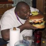 Fat guy eating burger meme
