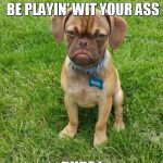 Grumpy Puppy Earl | I AIN'T IN THE MOOD TO BE PLAYIN' WIT YOUR ASS; DUDE ! | image tagged in grumpy puppy earl | made w/ Imgflip meme maker