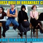 Don't you... Talk about me... | THE FIRST RULE OF BREAKFAST CLUB IS; YOU DO NOT TALK ABOUT BREAKFAST CLUB | image tagged in breakfast club,memes,movies,80s films,films,80s | made w/ Imgflip meme maker