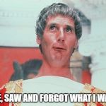 Famous quotes, part I: Caesar | I CAME, SAW AND FORGOT WHAT I WANTED. | image tagged in caesar,quotes,memes | made w/ Imgflip meme maker