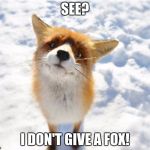 What Does The Fox Say? | SEE? I DON'T GIVE A FOX! | image tagged in what does the fox say | made w/ Imgflip meme maker
