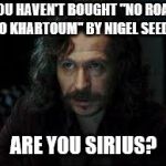 Are you Sirius? | YOU HAVEN'T BOUGHT "NO ROAD TO KHARTOUM" BY NIGEL SEED? ARE YOU SIRIUS? | image tagged in are you sirius | made w/ Imgflip meme maker