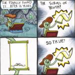 The Real Scroll Of Truth meme