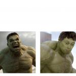 Hulk angry then realizes he's wrong meme