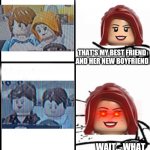Mary Jane sees a picture of her BFF with her new boyfriend and then she sees a picture of her BFF's ex boyfriend with Becky | THAT'S MY BEST FRIEND AND HER NEW BOYFRIEND; WAIT... WHAT THE HECK??? | image tagged in blank serial cereal guy,becky,tony stark,pepper potts,what the heck | made w/ Imgflip meme maker