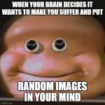 I know this happens to alot of people | WHEN YOUR BRAIN DECIDES IT WANTS TO MAKE YOU SUFFER AND PUT; RANDOM IMAGES IN YOUR MIND | image tagged in the almighty loaf | made w/ Imgflip meme maker