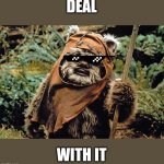Deal with it ewok | DEAL; WITH IT | image tagged in ewok | made w/ Imgflip meme maker