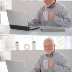 Old man at computer template