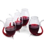 Wine glass with built-in straw template